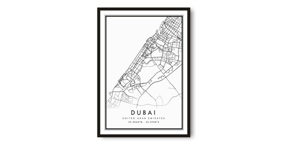 Dubai Map Print Minimalist City Art