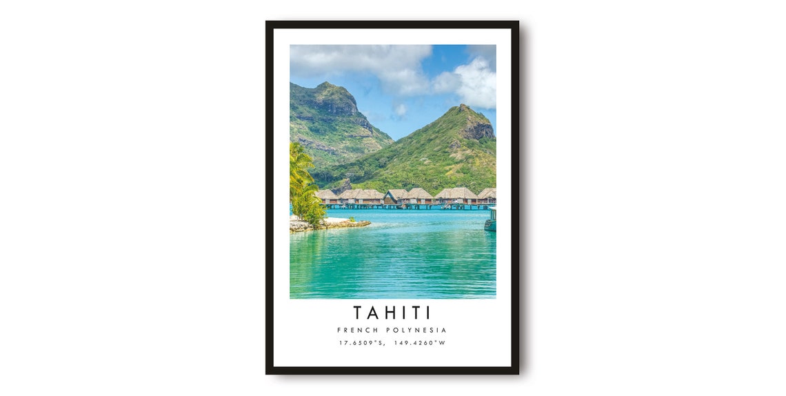 Tahiti Photography Print Minimalist Travel Poster