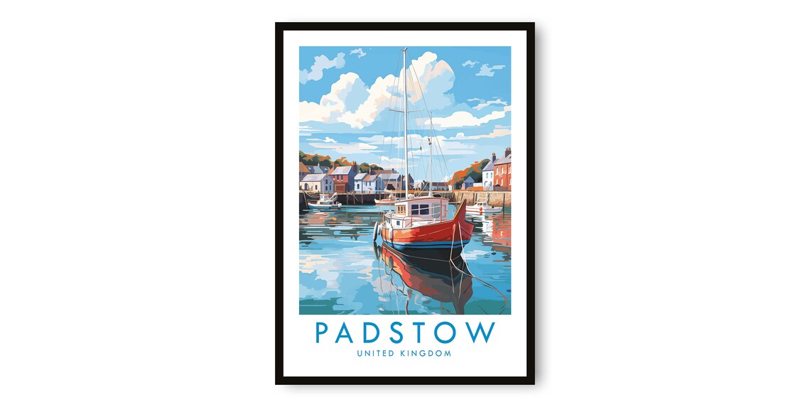 Padstow Harbor Coastal United Kingdom Travel Poster