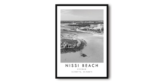 Nissi Beach Travel Poster, Minimalist Cyprus View