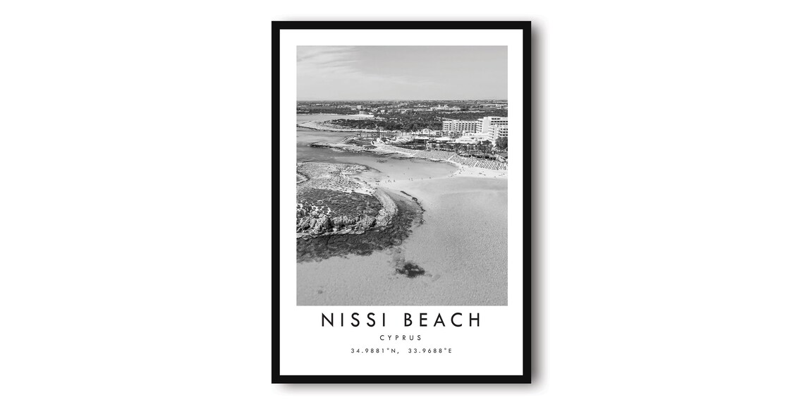 Nissi Beach Travel Poster, Minimalist Cyprus View