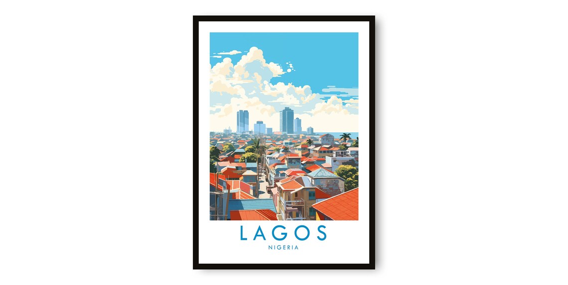Lagos Nigeria Travel Poster, World Cultural Art