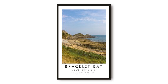 Bracelet Bay Mumbles Gower Travel Poster, Minimalist