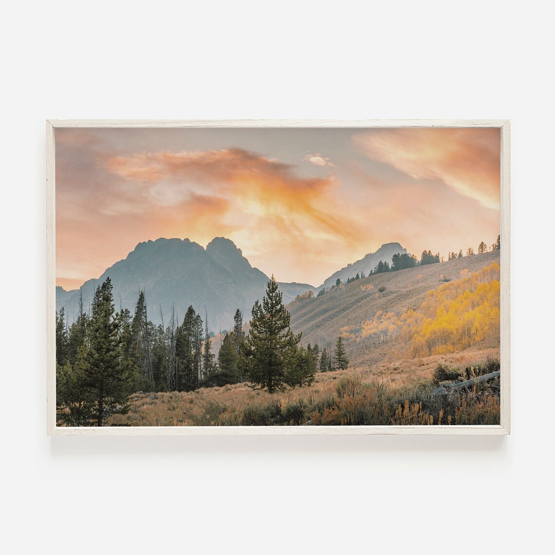 Colorado Sunset Scenery Lodge Style Mountain View Art Print