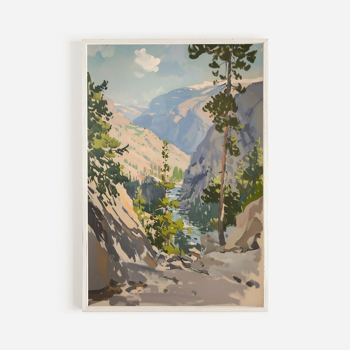 Kings Canyon National Park River Canyon Wilderness Painting Scenic Print