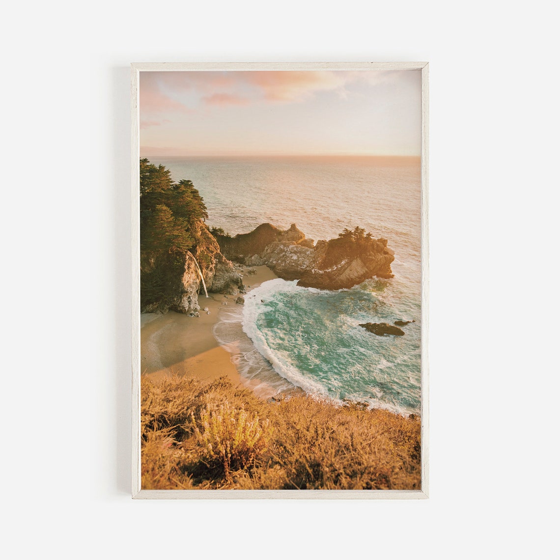 McWay Falls Waterfall at Sunset Big Sur California Coast Poster