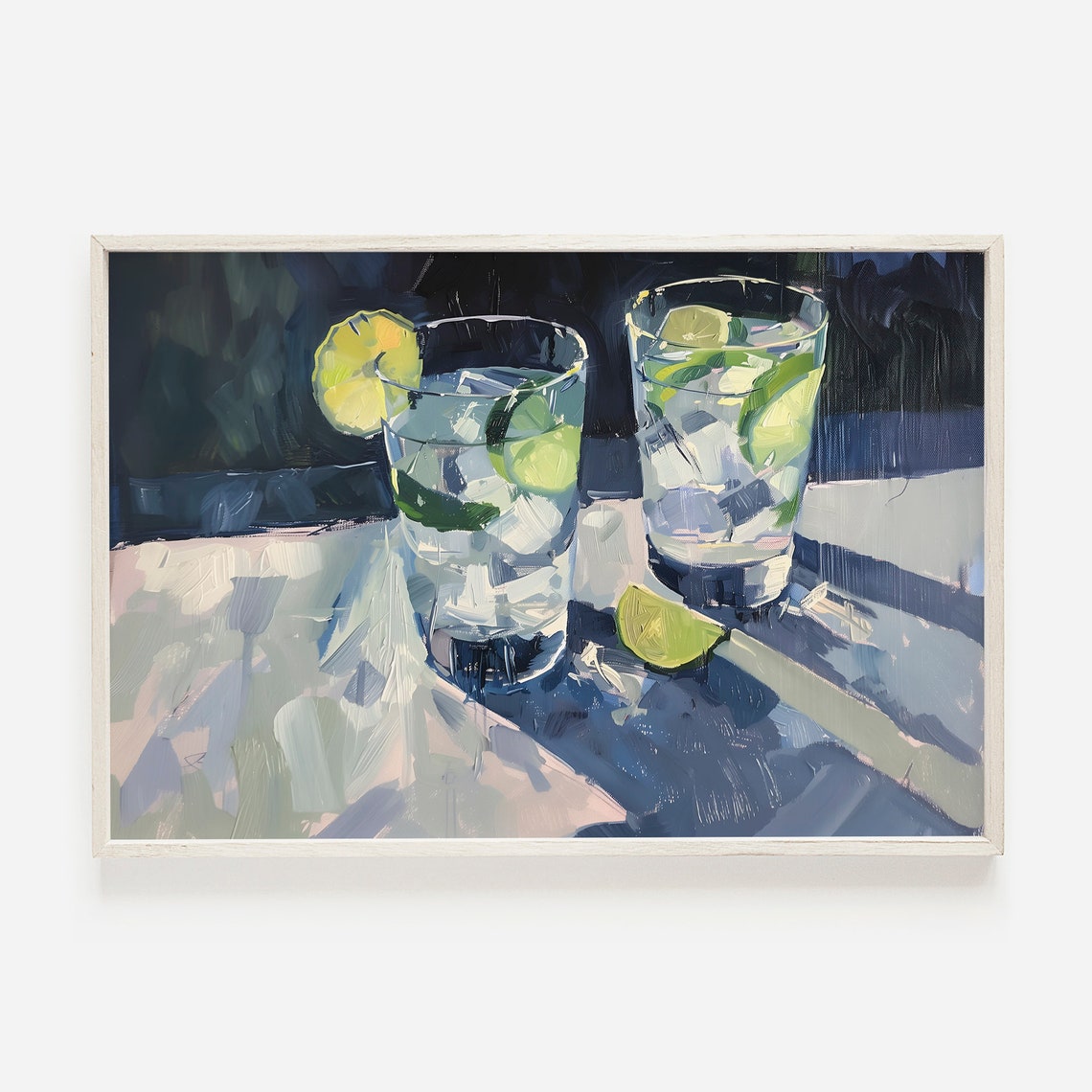 Gin Tonic Glasses Lime Ice Refreshing Summer Cocktail Poster