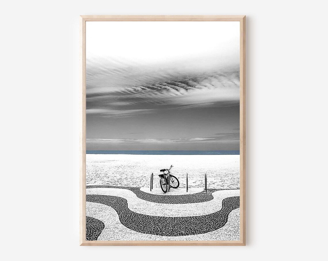 Rio De Janeiro Copacabana Beach Black And White Travel Poster