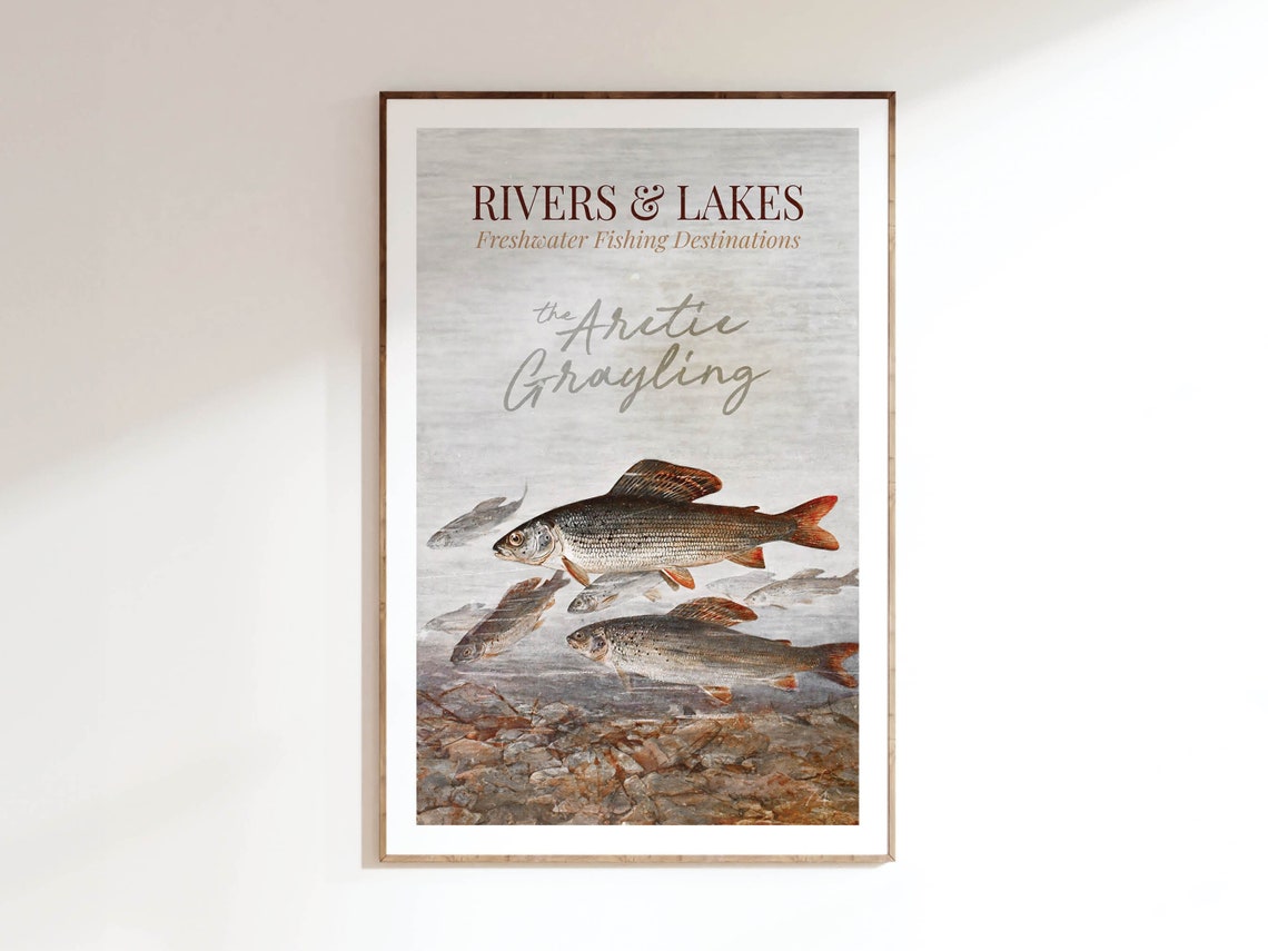 Arctic Grayling Fishing Poster Rivers and Lakes Freshwater Fish Art