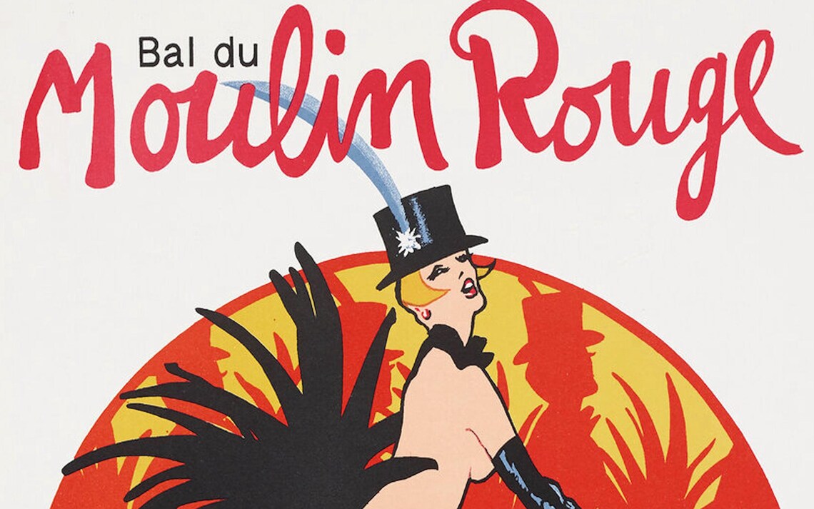 Moulin Rouge 1960s Paris Cabaret, Vintage Art Poster - Image 3