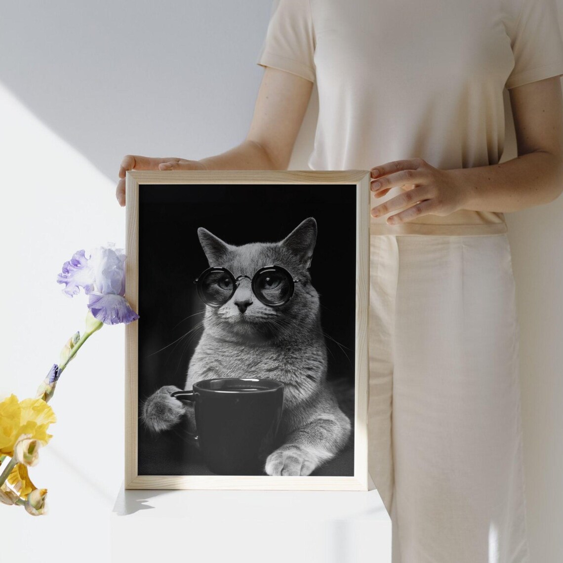 Cat Drinking Coffee, Vintage Kitchen Art Print - Image 5