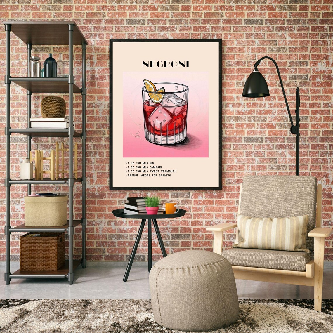 Negroni Cocktail Print, Minimalist Retro Vintage - Image 4