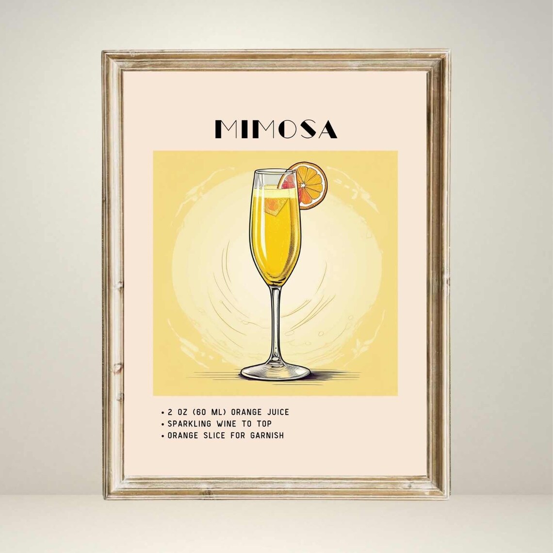 Mimosa Cocktail Vintage Bar Cart Art Print - Image 4