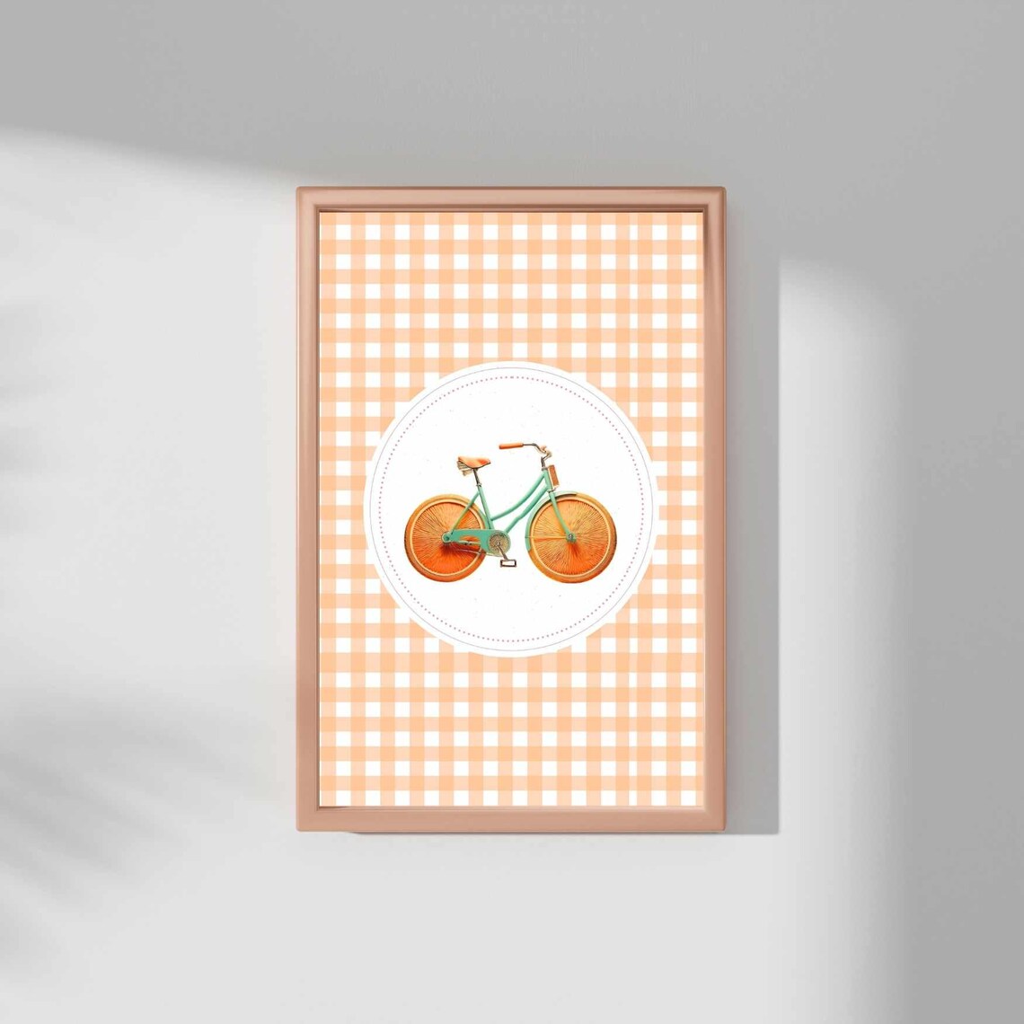 Vintage Orange Slice Bicycle Print, Mid-Century Boho Decor - Image 3