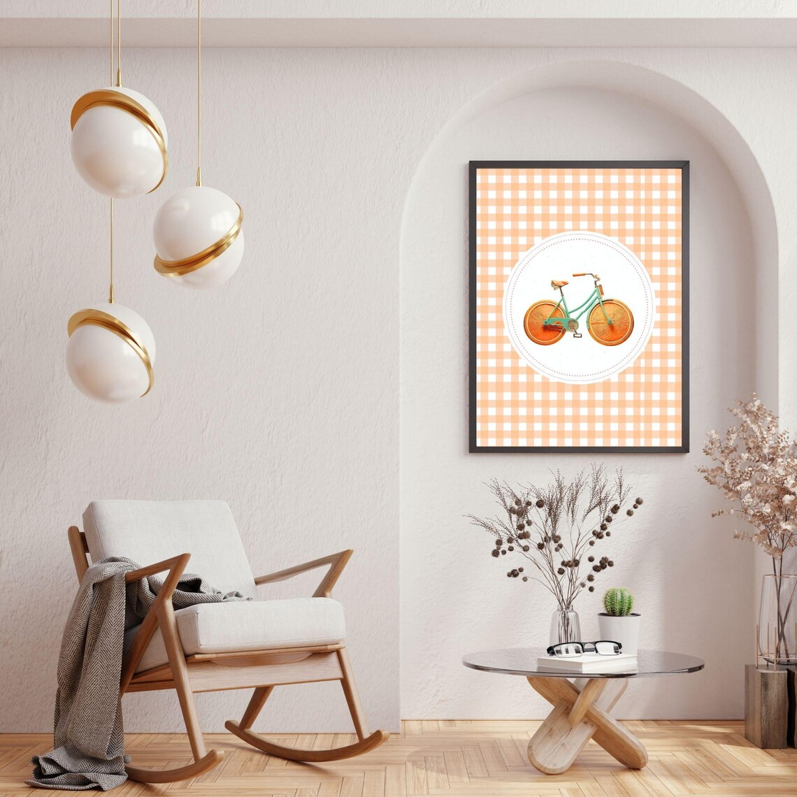 Vintage Orange Slice Bicycle Print, Mid-Century Boho Decor - Image 5