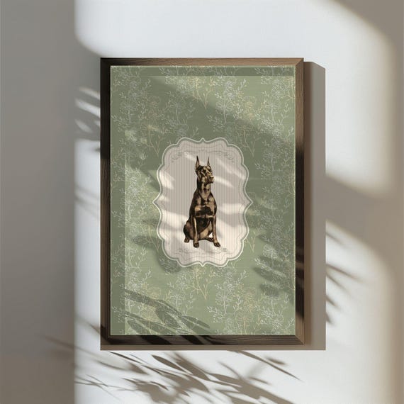 Vintage Style Doberman Art Print, Nursery Decor