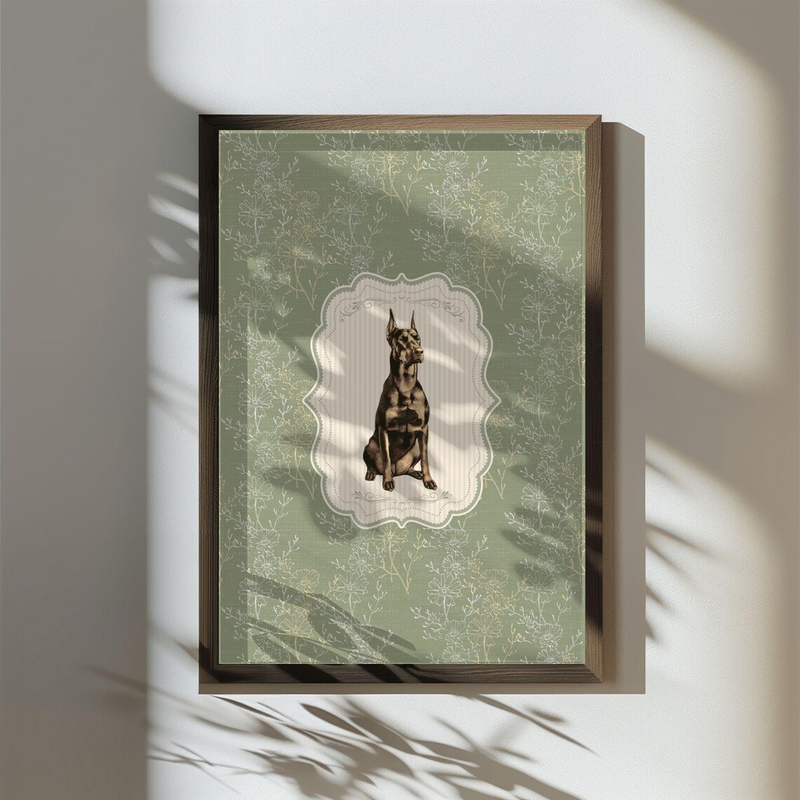 Vintage Style Doberman Art Print, Nursery Decor