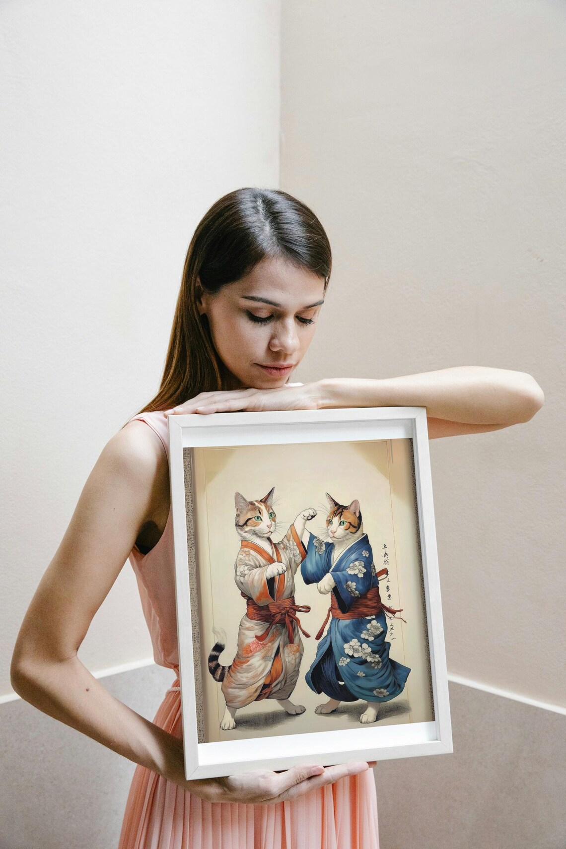 Vintage Samurai Cats, Japanese Kimono Cat Poster - Image 2