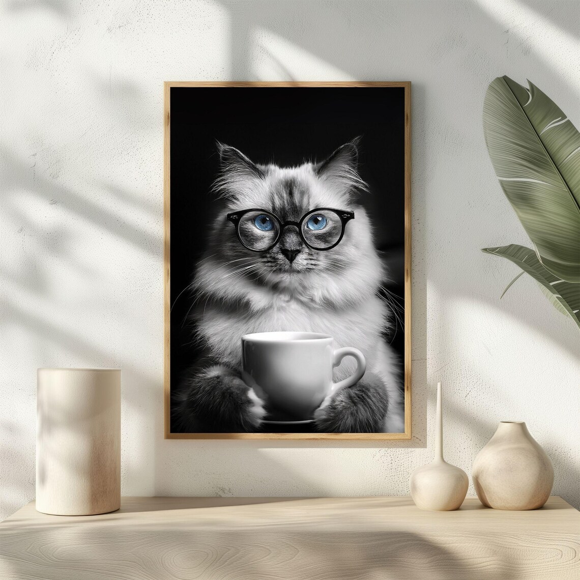 Cat Drinking Coffee, Vintage Kitchen Wall Decor - Image 4