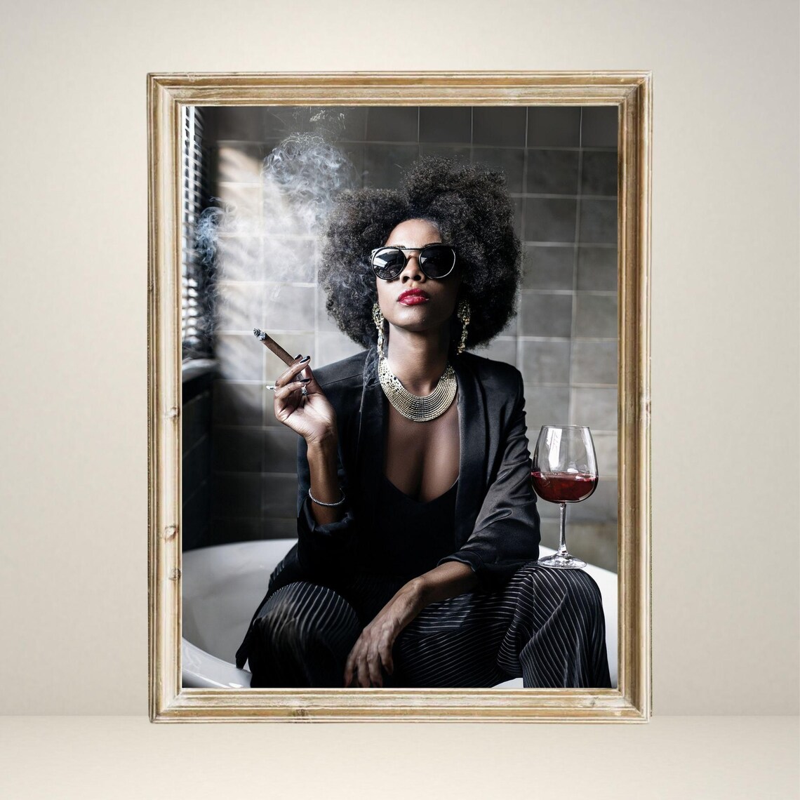 Girl On Toilet, Funny Bathroom Retro Decor - Image 3