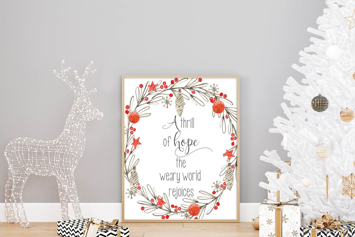 A Thrill of Hope Ornament Wreath Christmas Lyric Holiday Wall Art - Image 3