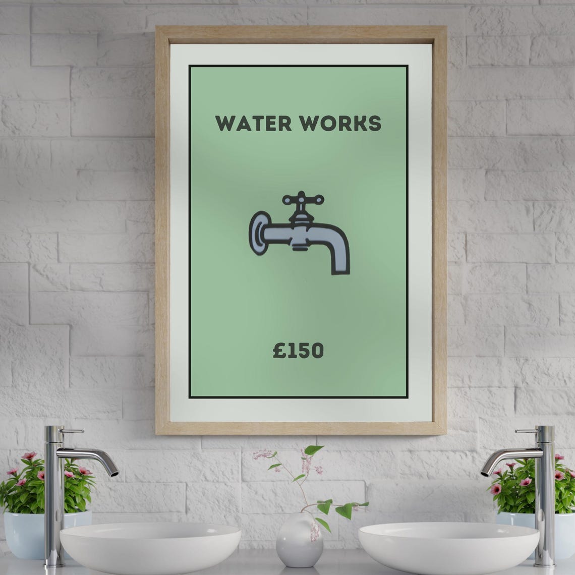 Monopoly Water Works Poster Toilet Wall Art Bathroom Pictures Monopoly Art Bathroom Decor Funny Bathroom Art Bathroom Wall Art