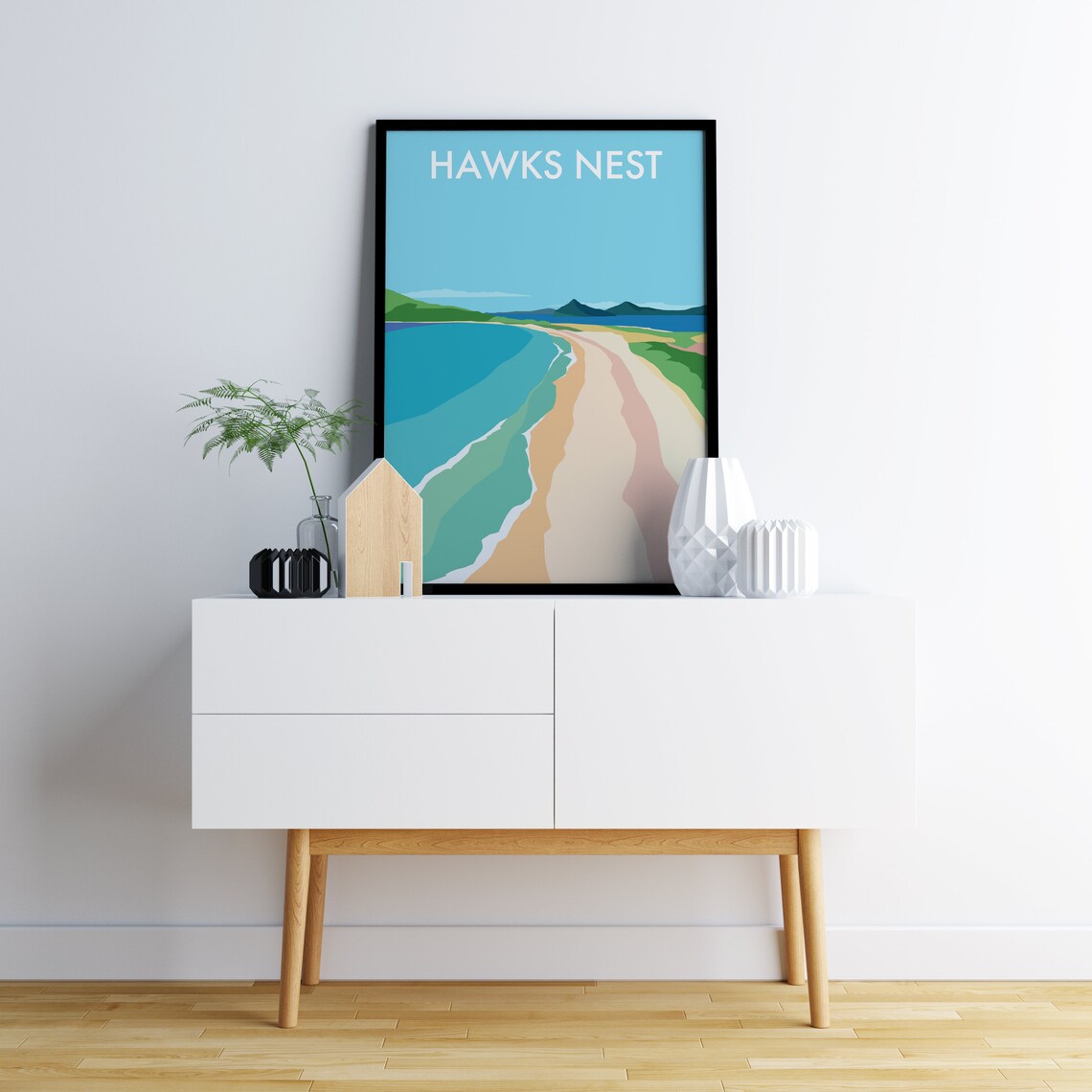 Hawks Nest Curved Beach Aerial Coast New South Wales Art Poster - Image 2