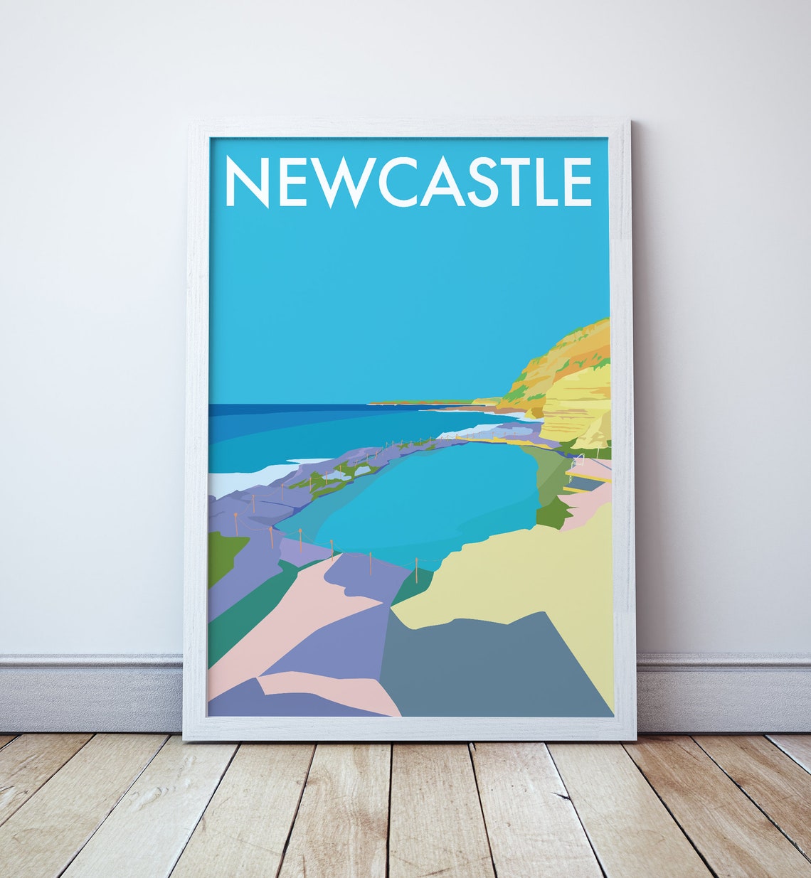 Newcastle Bogey Hole Convict Ocean Pool Rock Platform Art Poster