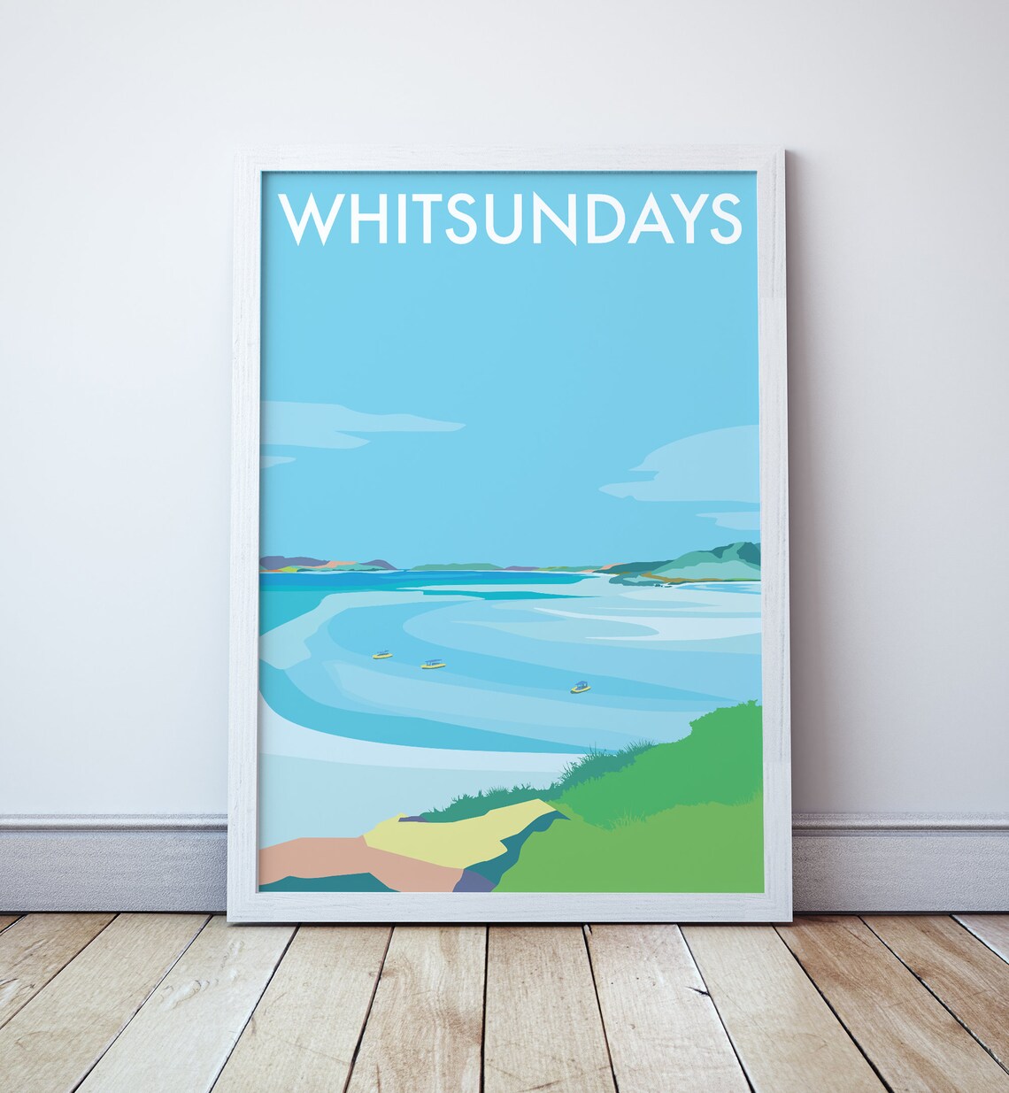 Whitsundays Travel Poster, Whitehaven Beach Australia