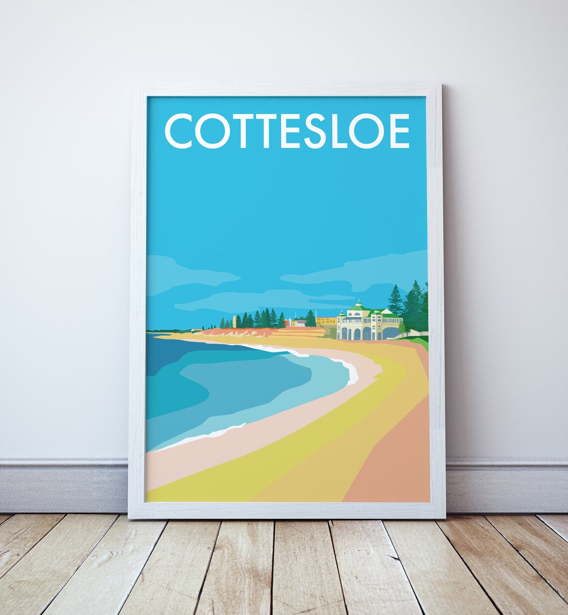Cottesloe Beach Travel Poster, Perth Western Australia