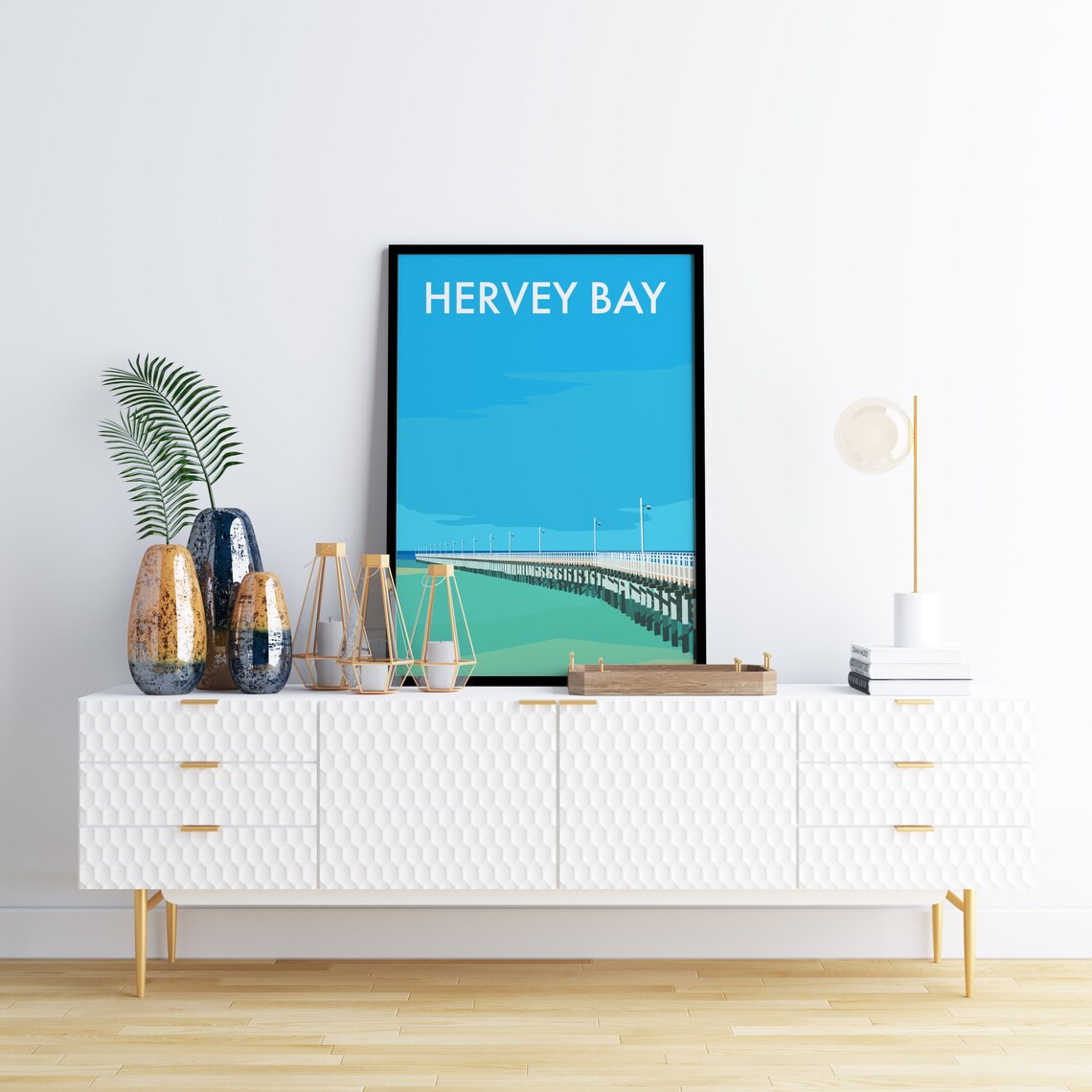 Hervey Bay Travel Poster, Tropical Queensland Beach - Image 3