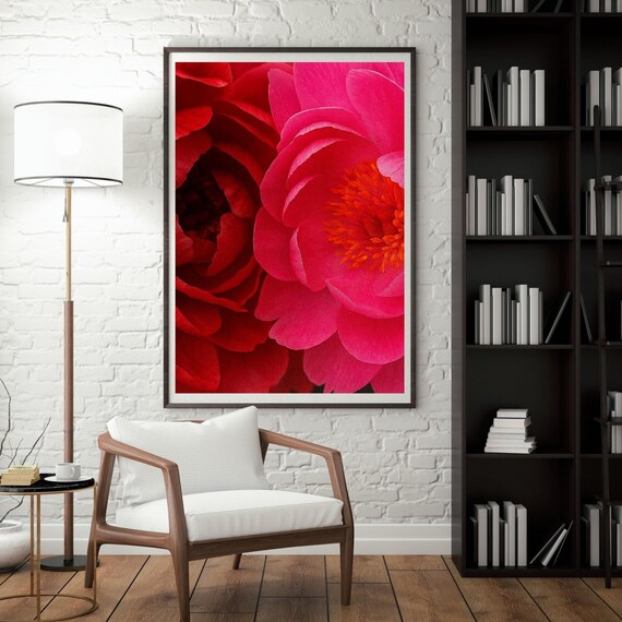 Blurry Peony Botanical Flower Poster, Minimalist