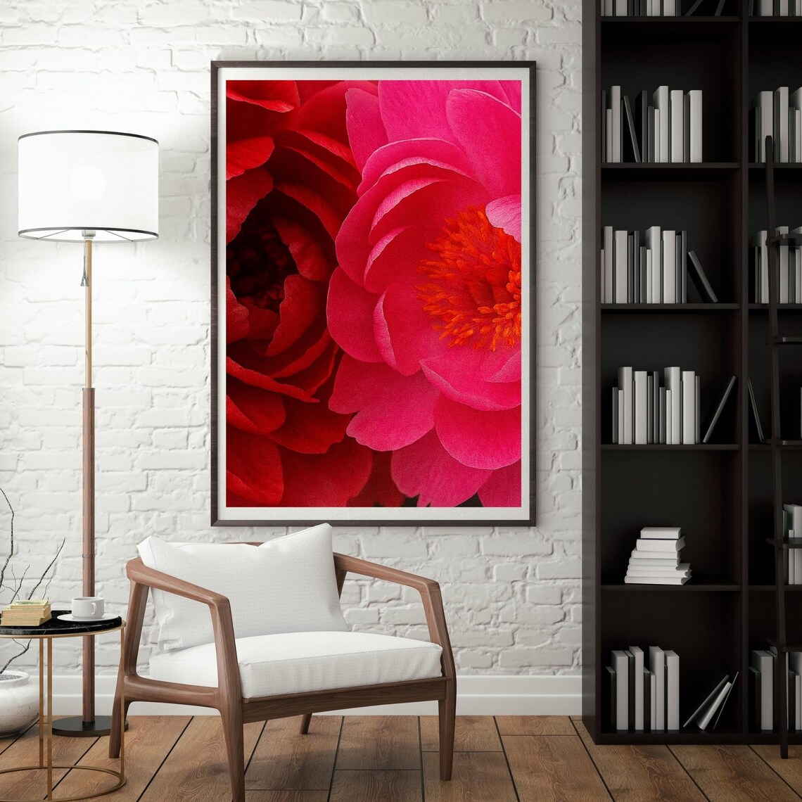 Blurry Peony Botanical Flower Poster, Minimalist