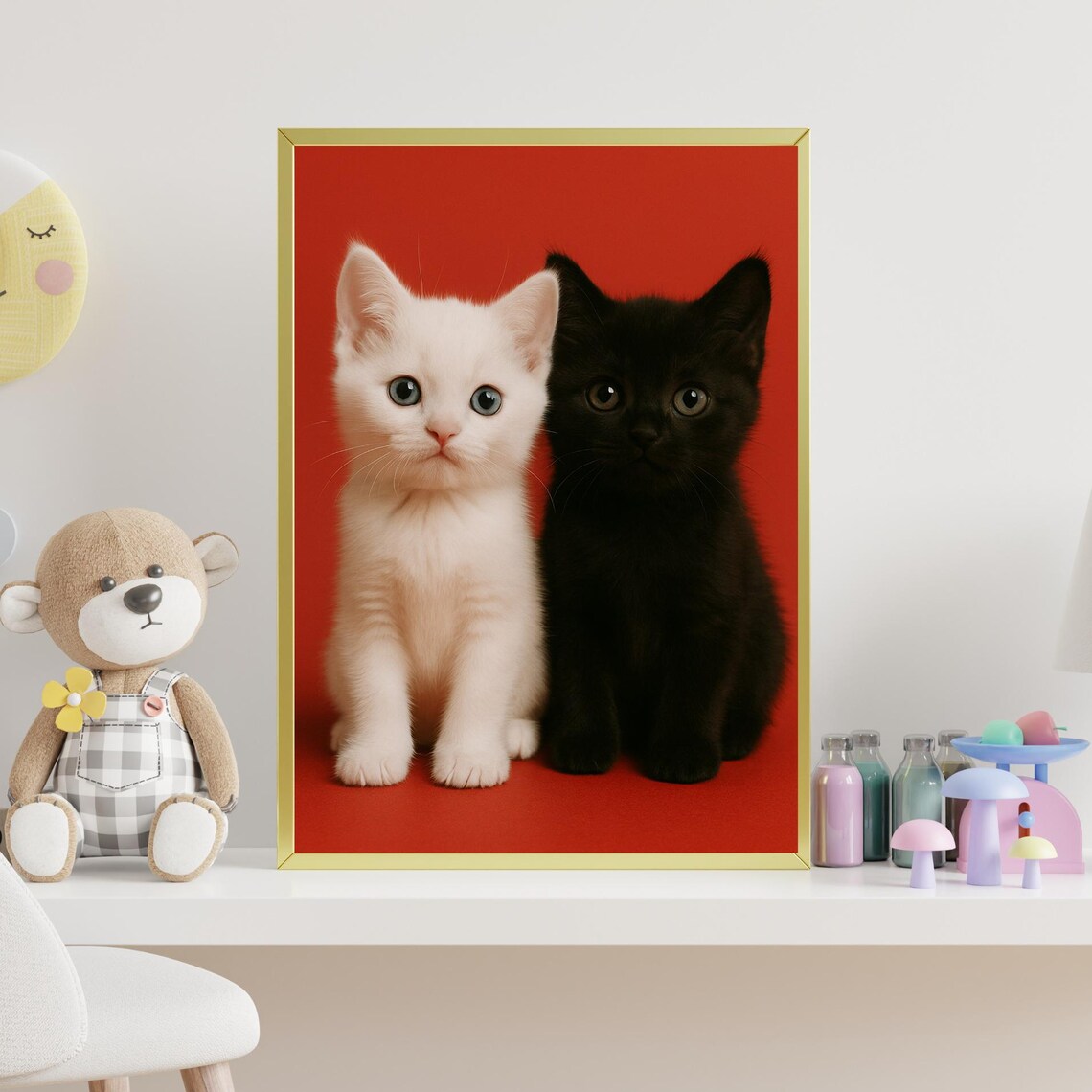 Black And White Kitten Duo, Minimalist Poster