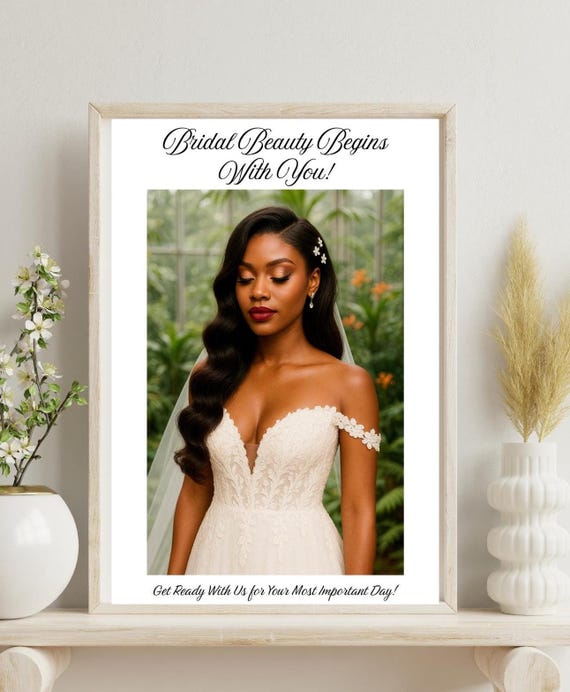 Elegant Bridal Makeup Poster Wall Art For Studios Beauty Hair Salons Wedding Salon Marketing Decor