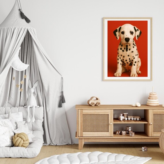 Dalmatian Puppy Portrait Cute Dog Wall Art Nursery Animal Print Pet Lover Gift Minimalist Poster