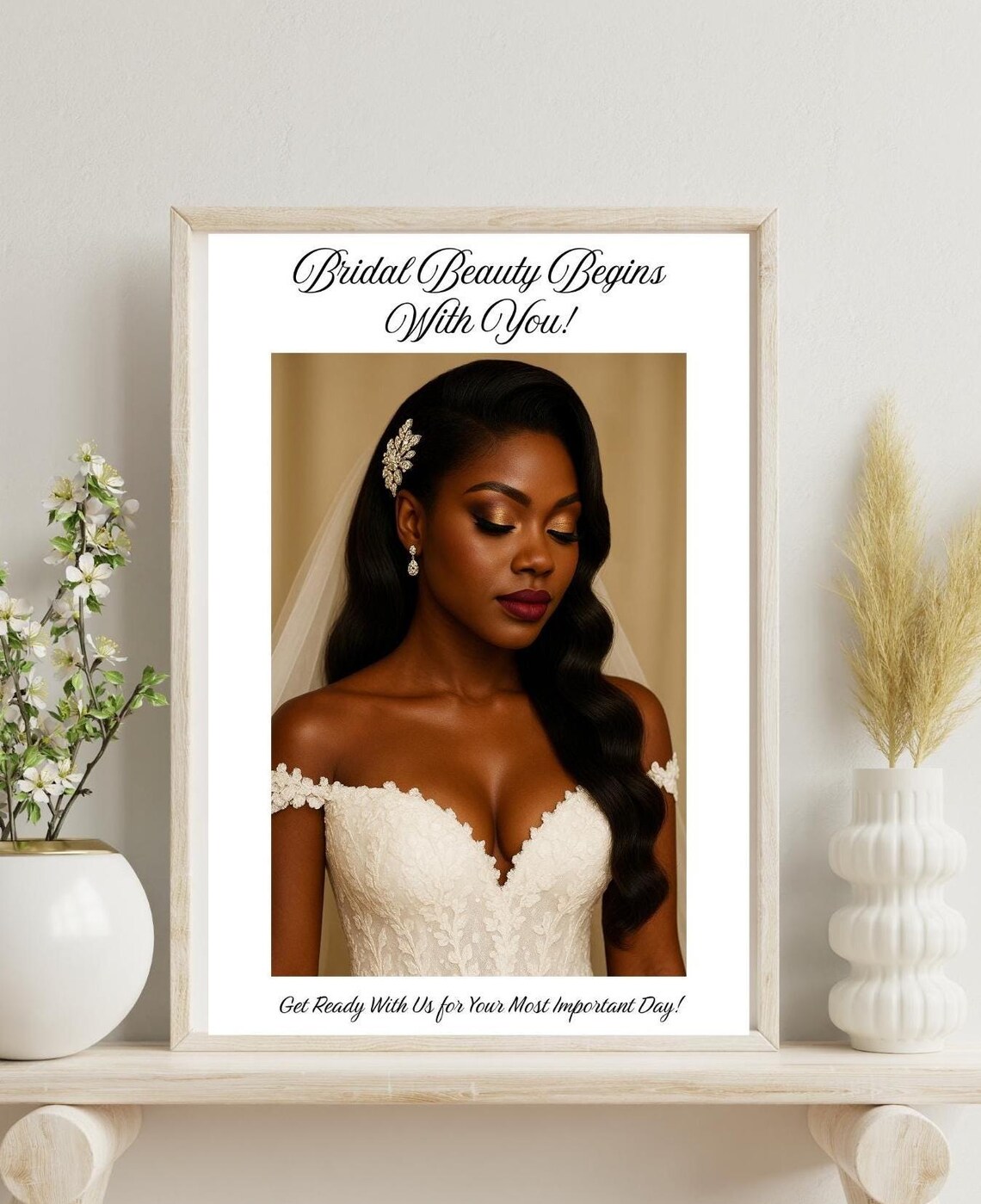Elegant Bridal Makeup Poster, Salon Marketing Decor