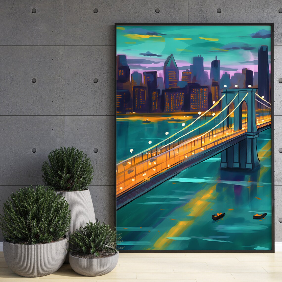 Brooklyn Bridge Retro Travel Poster, New York City - Image 2