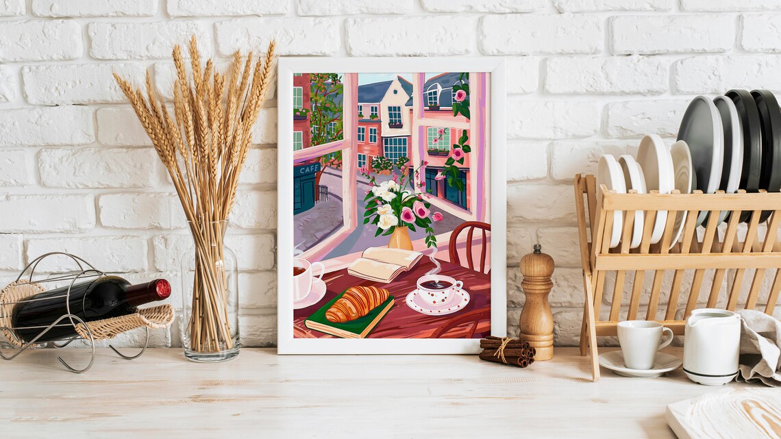 City Coffee Shop Illustration, French Kitchen Art Print - Image 2