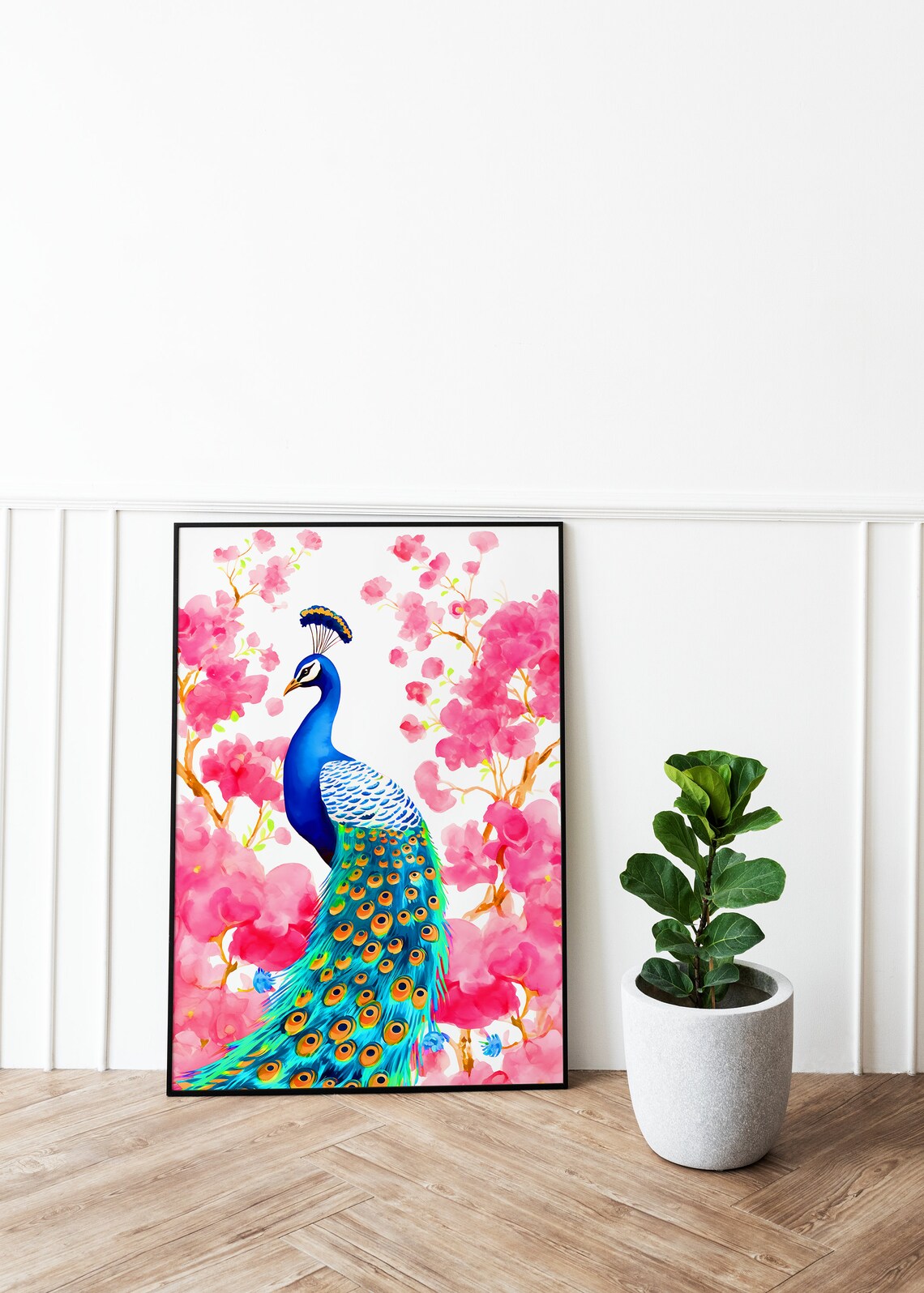 Peacock Art Print, Bohemian Tropical Bird Decor - Image 2