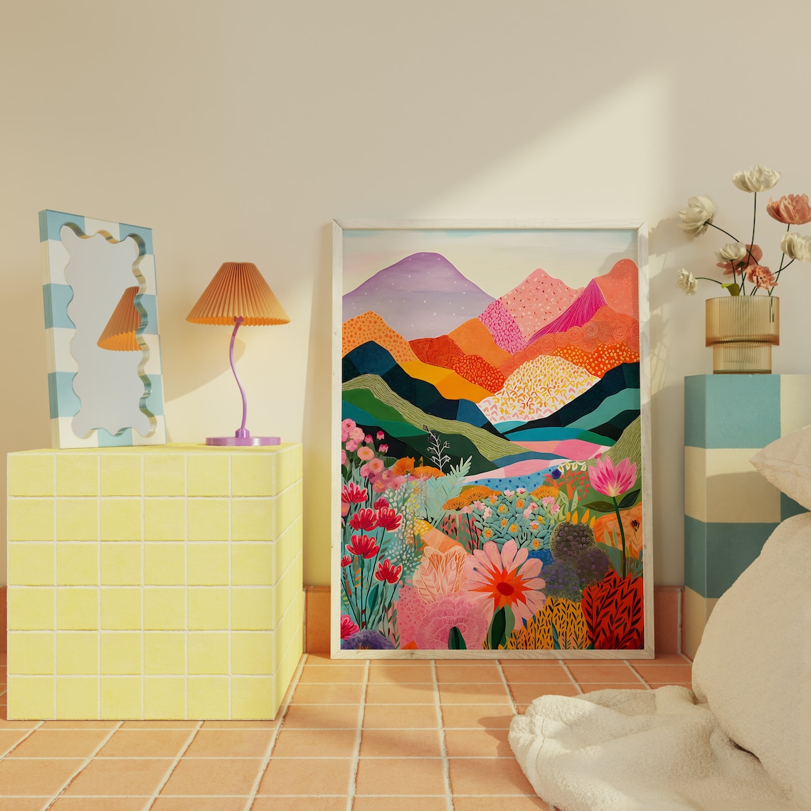 Abstract Mountain Artwork Patchwork Art Print - Image 3