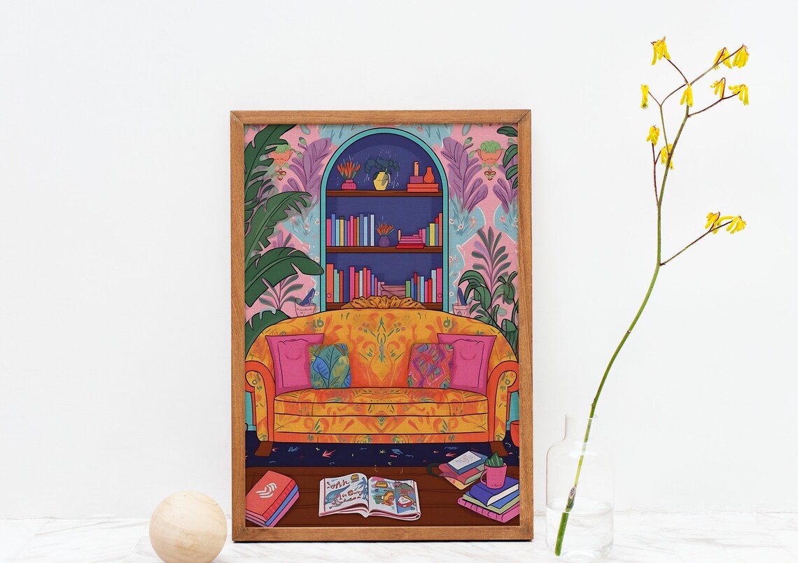 Chill Sofa Art Print, Relaxed Boho Decor - Image 2