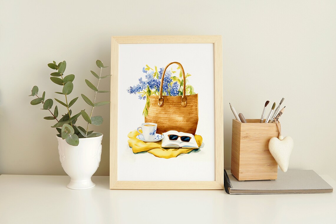Book Wall Art Print, Watercolor Summer Flowers - Image 3