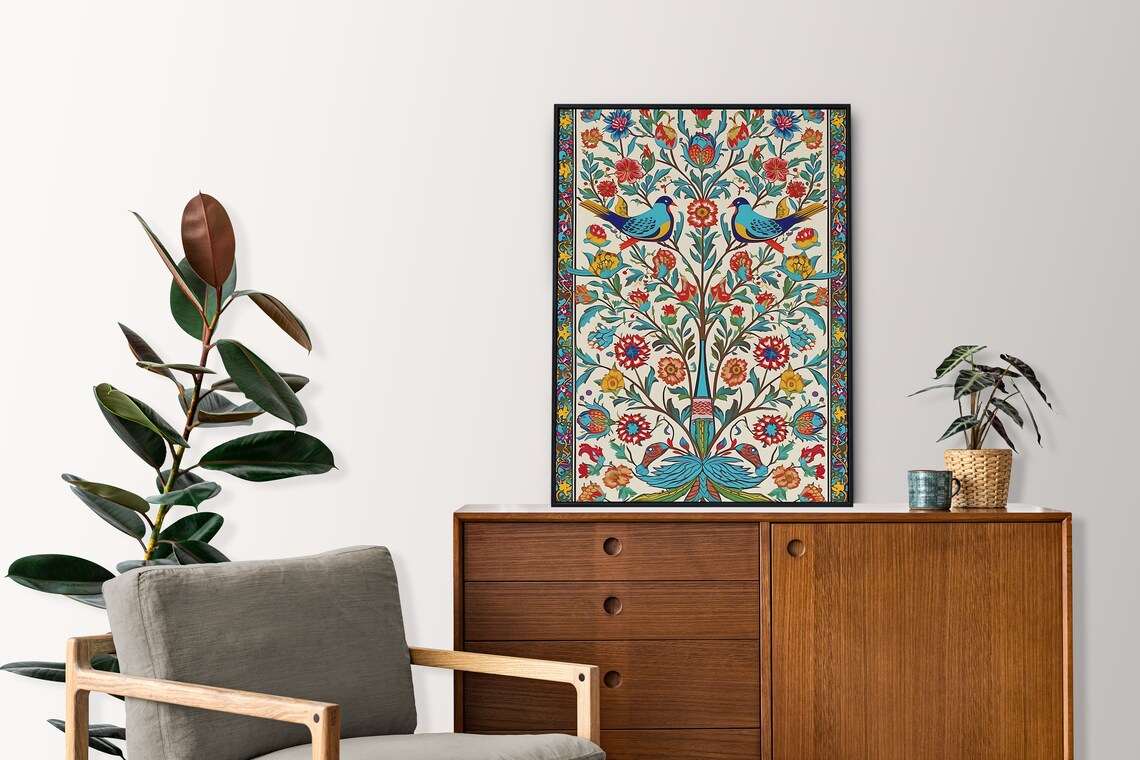 Turkish Vintage Tile Art Floral Travel Poster - Image 3