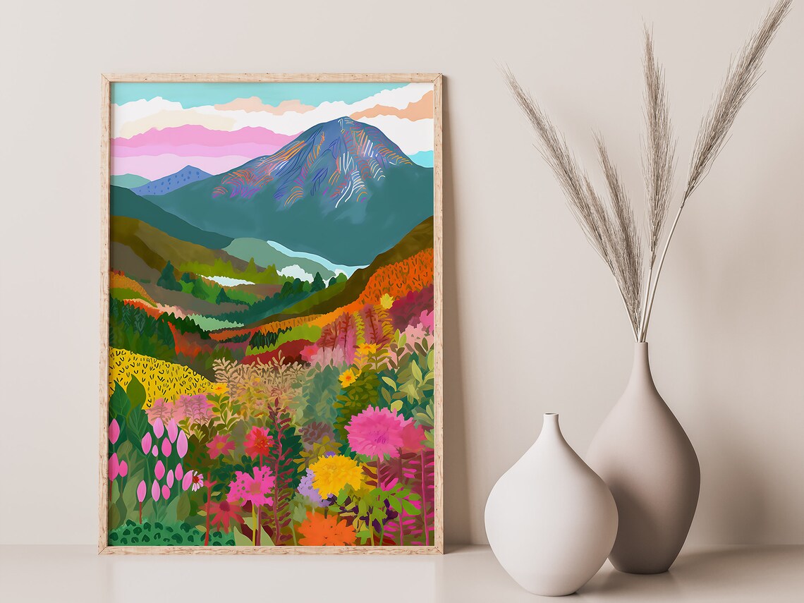 Abstract Mountain Colorful Art Print, Living Room Decor - Image 2