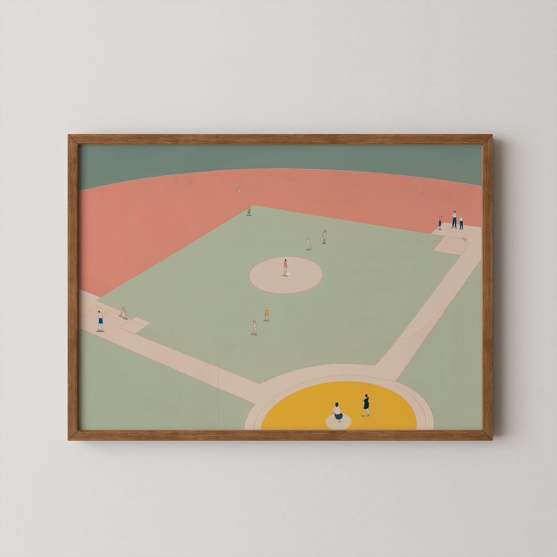 Minimalist Baseball Field Aerial Pastel Sports Illustration Poster