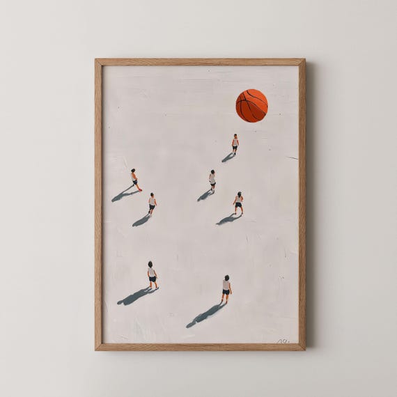 Minimalist Basketball Players Art Print Airball Poster Sports Office Decor