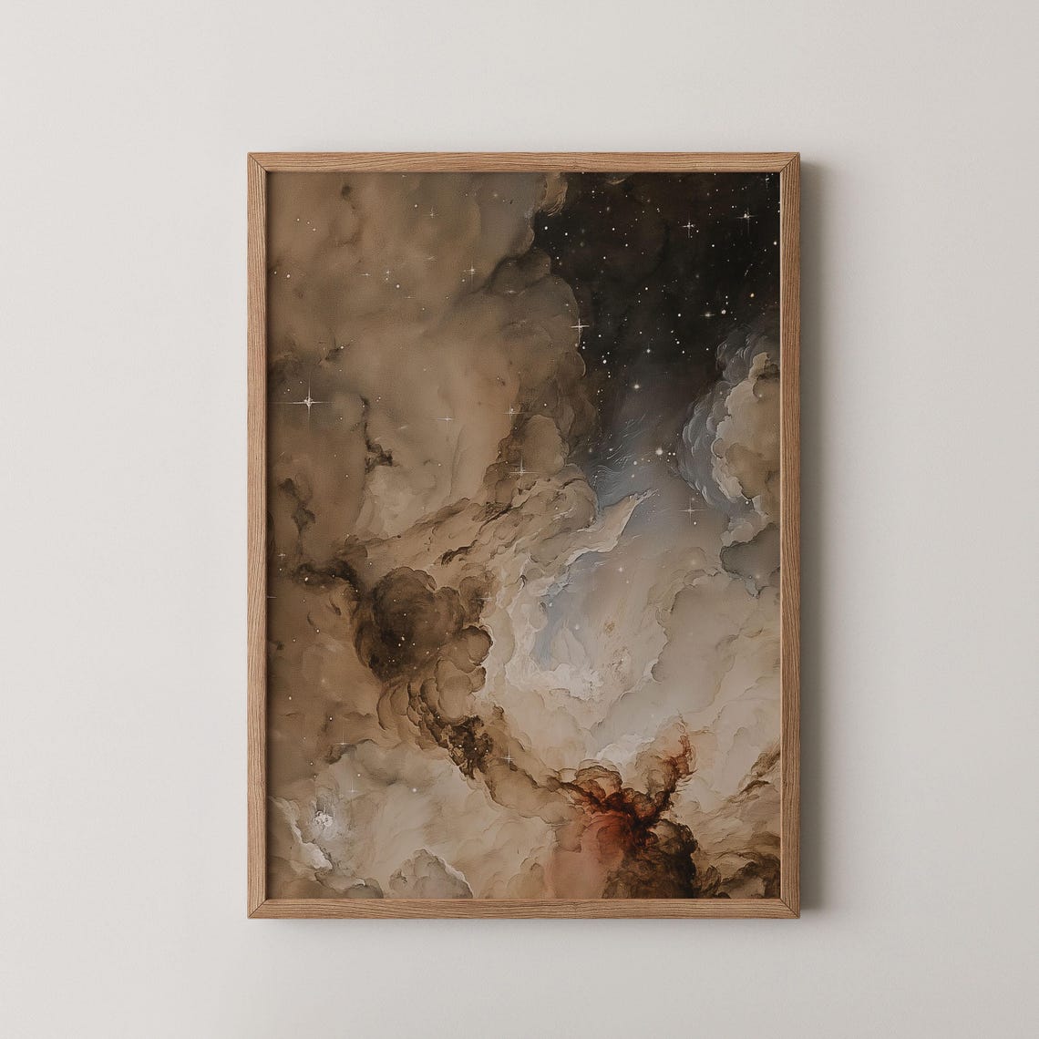 Moody Starry Night Sky Nebula Painting Gothic Dark Academia Wall Art