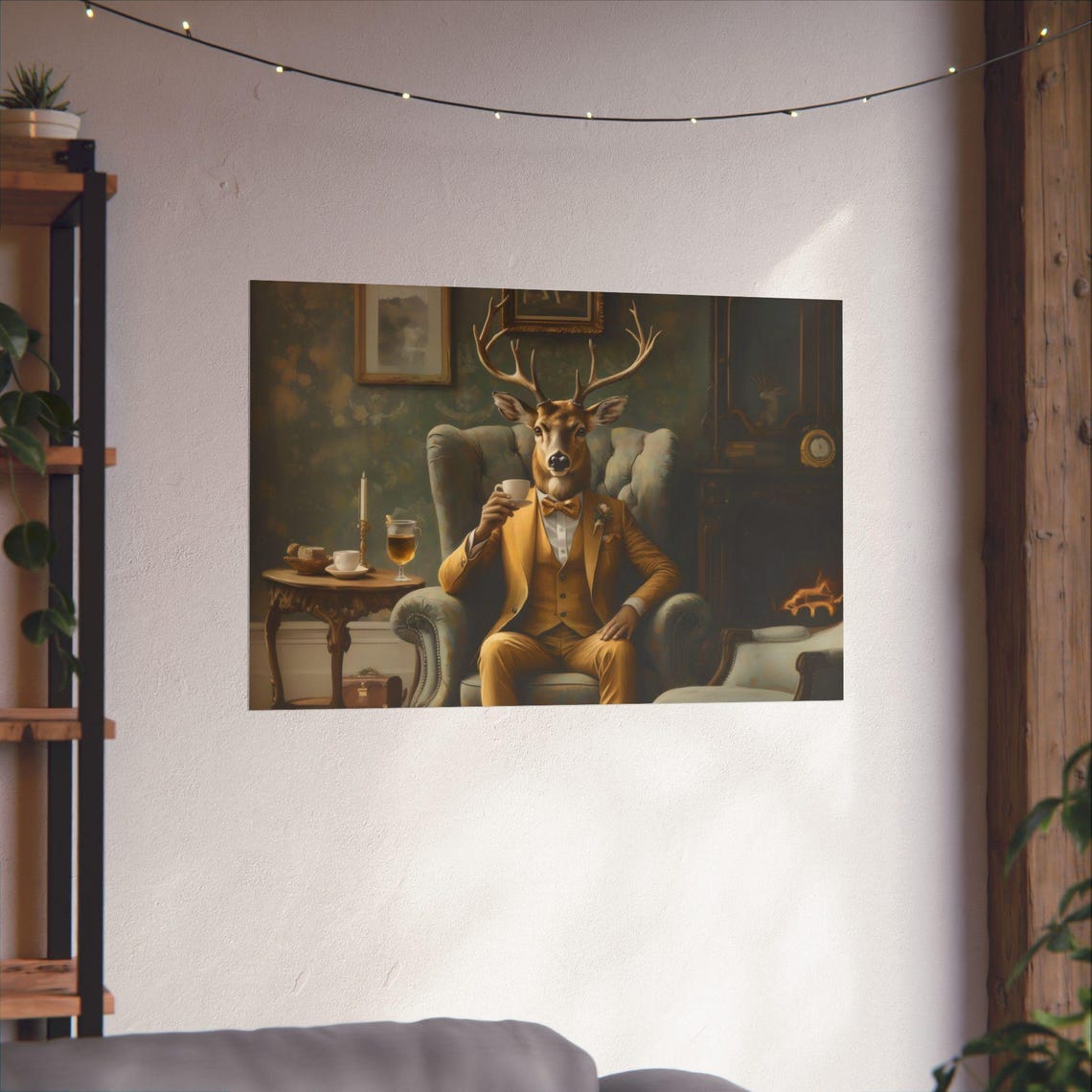 Majestic Stag Victorian Tea Room Portrait Oil Painting Poster - Image 2