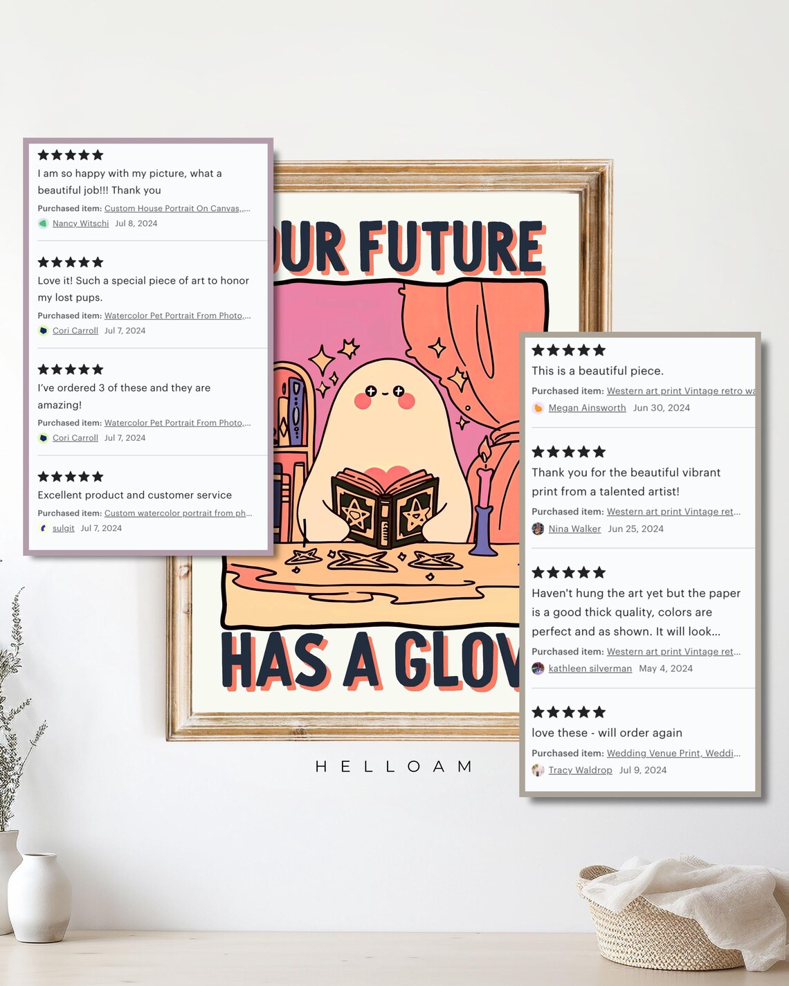 Your Future Has A Glow Cute Ghost Fortune Teller Quote Halloween Poster - Image 4